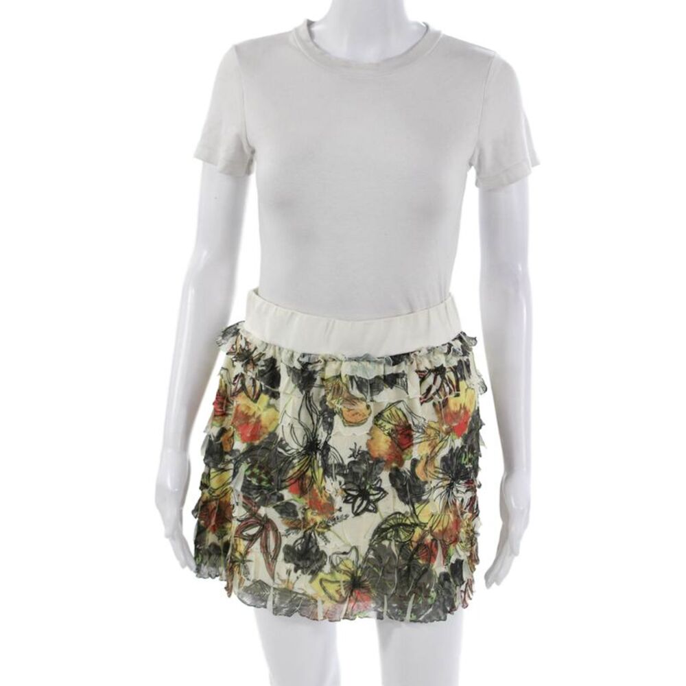 Lavand Women Mini Pettiskirt Black Floral Polyester Size M